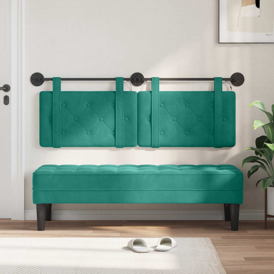 Hangend hoofdbord Met LED-verlichting Turquoise Fluweel