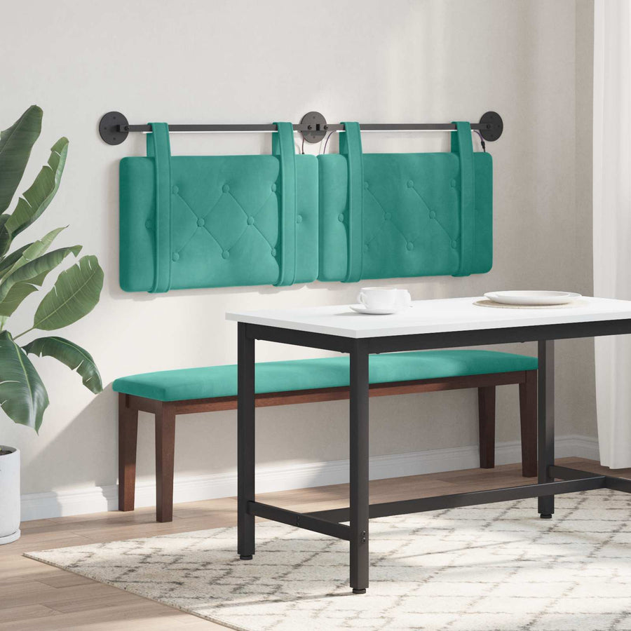 Hangend hoofdbord Met LED-verlichting Turquoise Fluweel