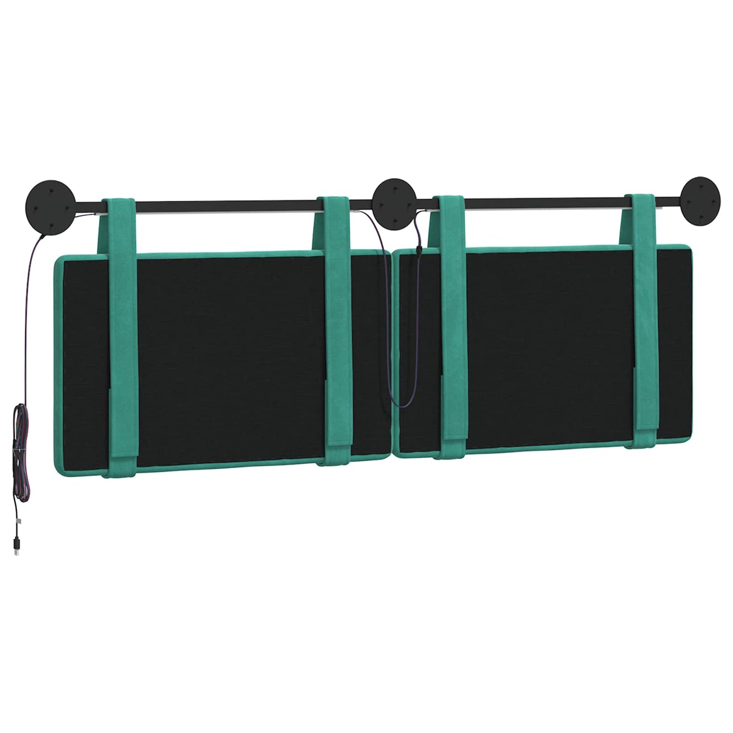 Hangend hoofdbord Met LED-verlichting Turquoise Fluweel