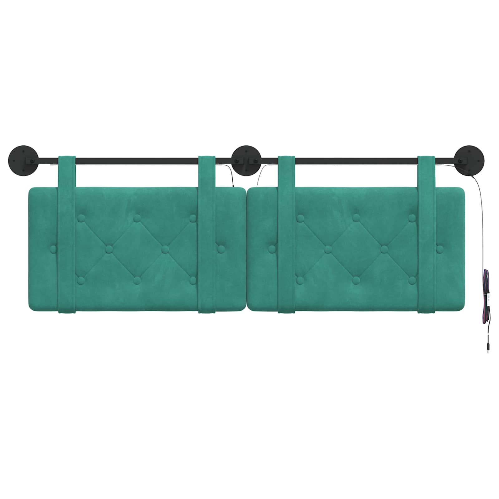 Hangend hoofdbord Met LED-verlichting Turquoise Fluweel