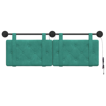 Hangend hoofdbord Met LED-verlichting Turquoise Fluweel