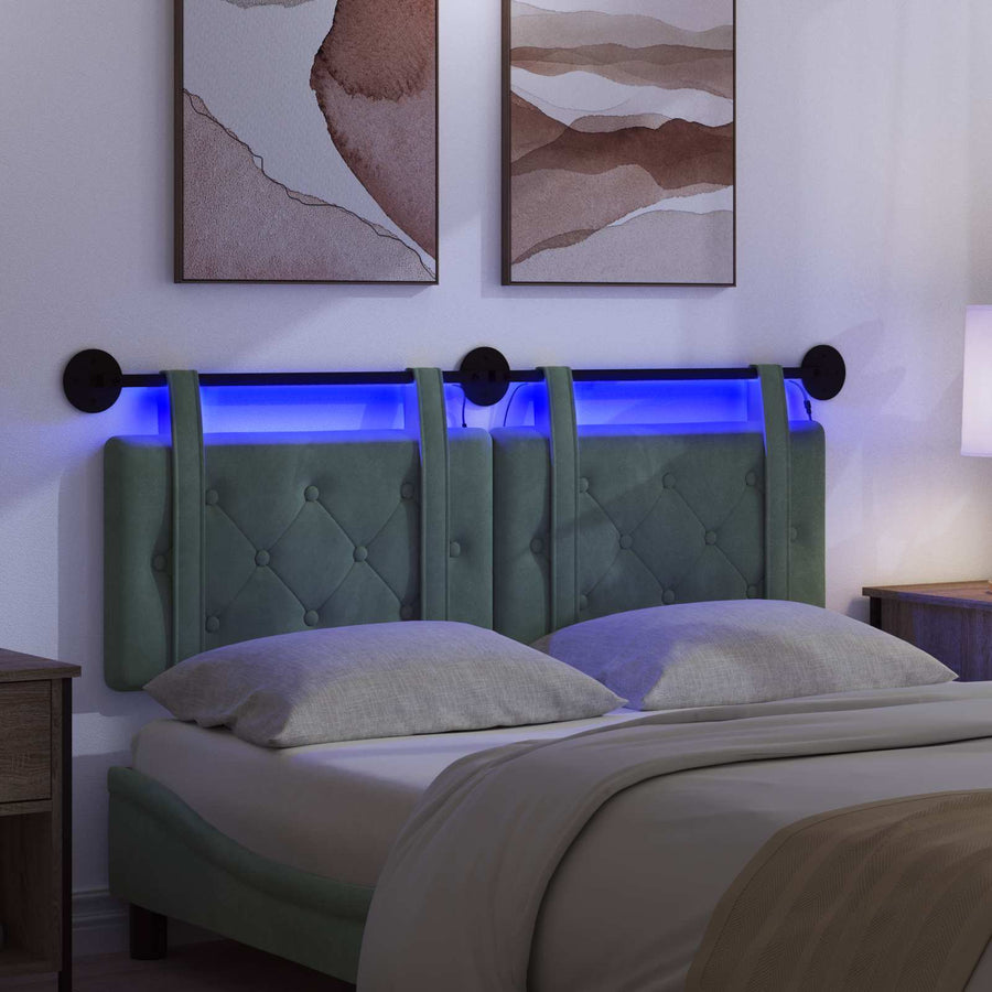 Hangend hoofdbord Met LED-verlichting Zeegroen Fluweel
