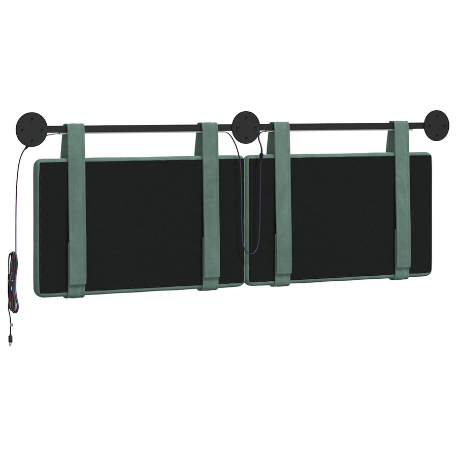 Hangend hoofdbord Met LED-verlichting Zeegroen Fluweel