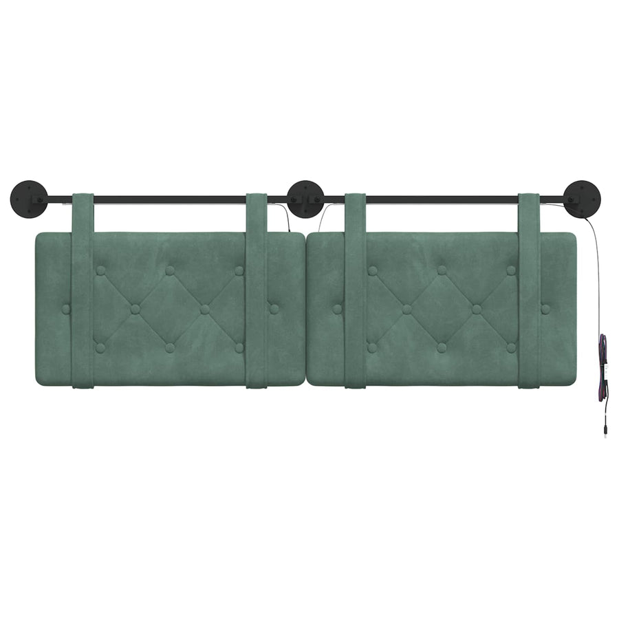 Hangend hoofdbord Met LED-verlichting Zeegroen Fluweel