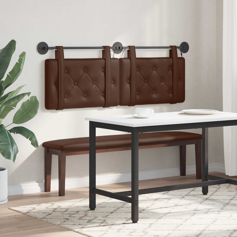 Hangend hoofdbord Met LED-verlichting Bruin Kunstleer