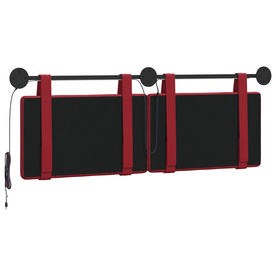 Hangend hoofdbord Met LED-verlichting Wijnrood Kunstleer