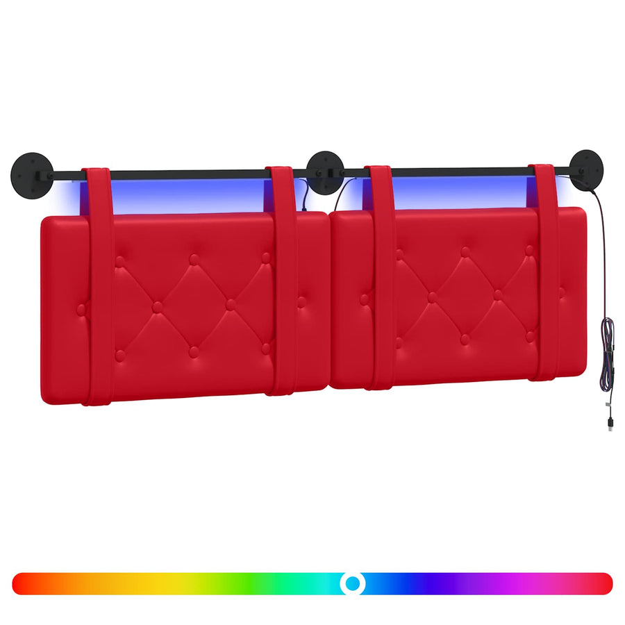 Hangend hoofdbord Met LED-verlichting Rood Kunstleer