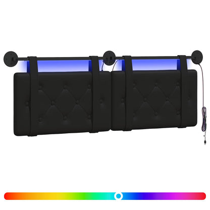 Hangend hoofdbord Met LED-verlichting Zwart Kunstleer