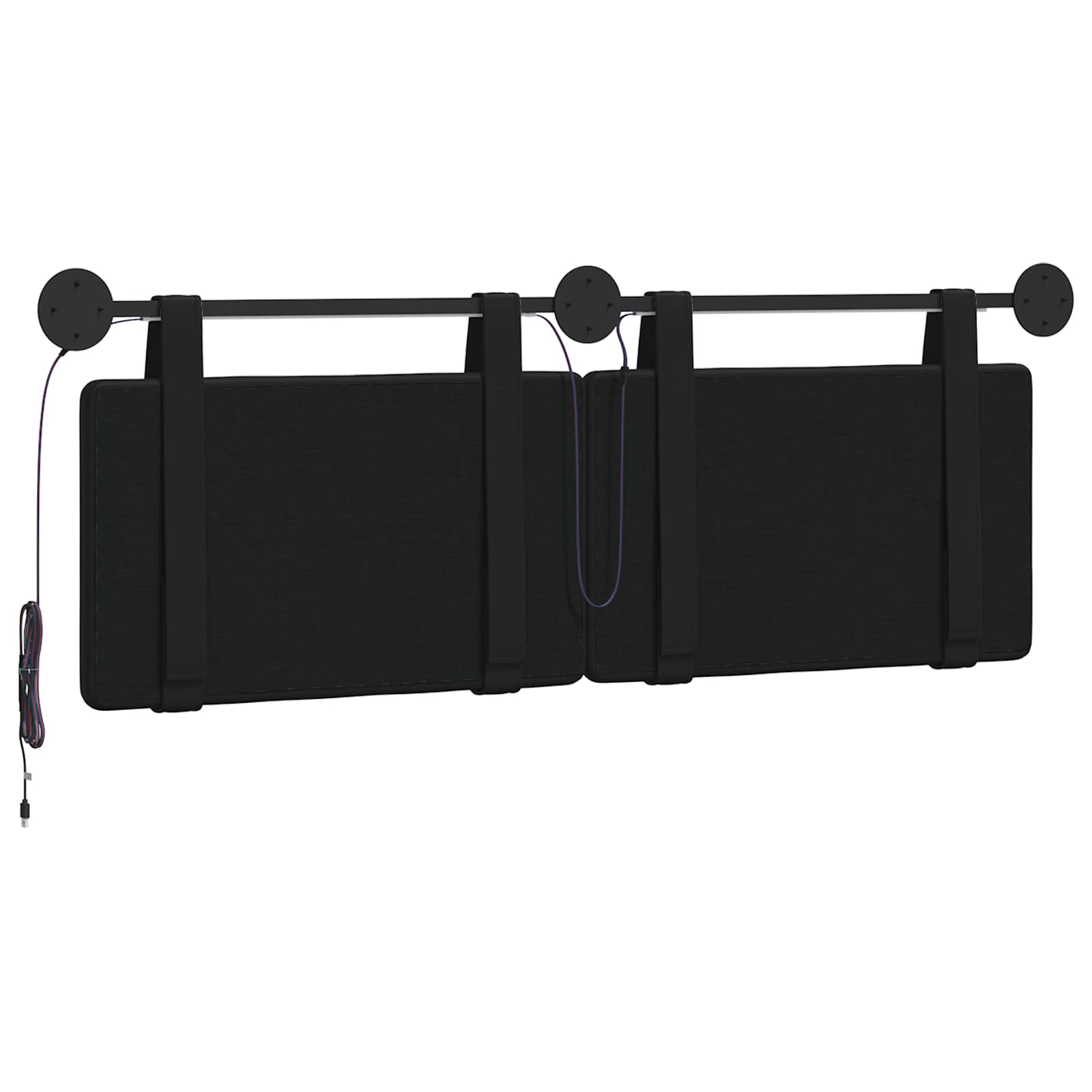 Hangend hoofdbord Met LED-verlichting Zwart Kunstleer