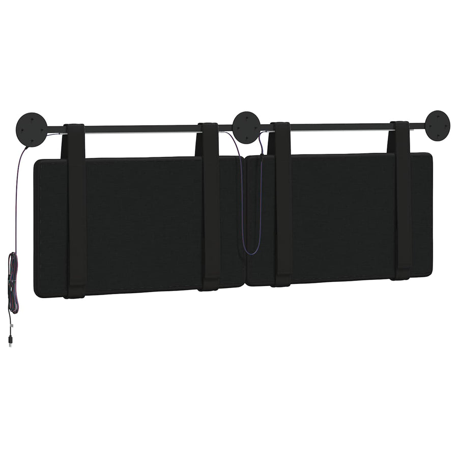 Hangend hoofdbord Met LED-verlichting Zwart Kunstleer