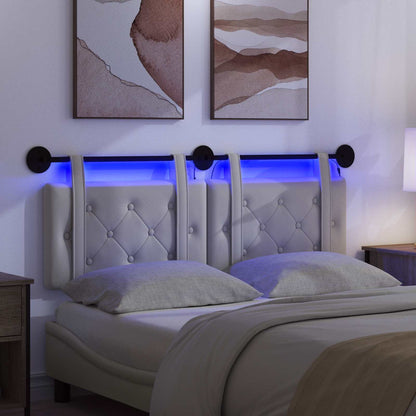 Hangend hoofdbord Met LED-verlichting Wit Kunstleer