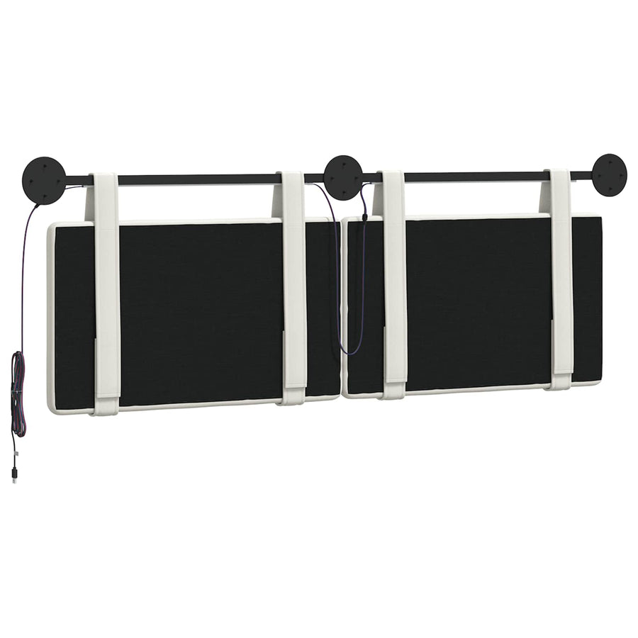 Hangend hoofdbord Met LED-verlichting Wit Kunstleer