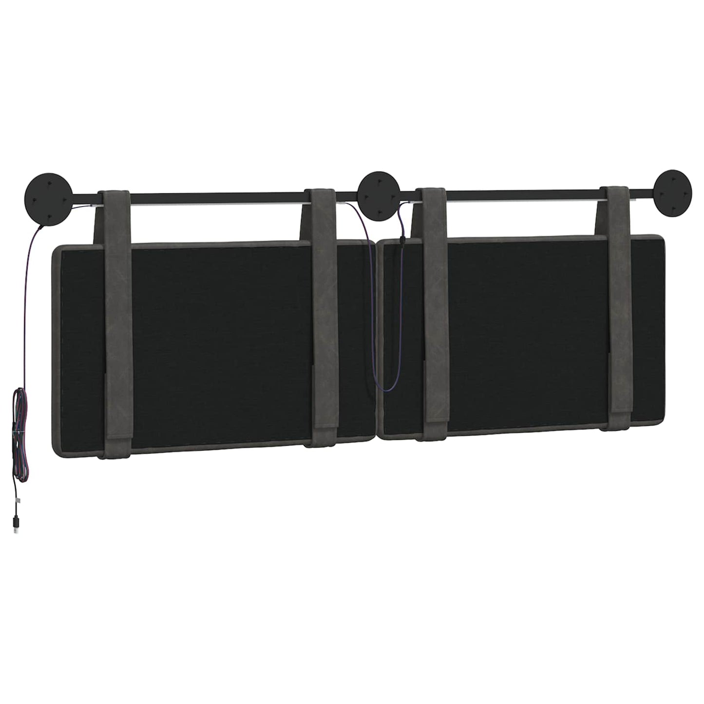 Hangend hoofdbord Met LED-verlichting Zwart Antiek PU
