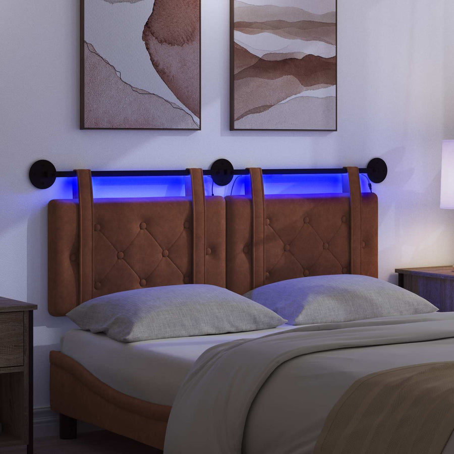 Hangend hoofdbord Met LED-verlichting Bruin Antiek PU