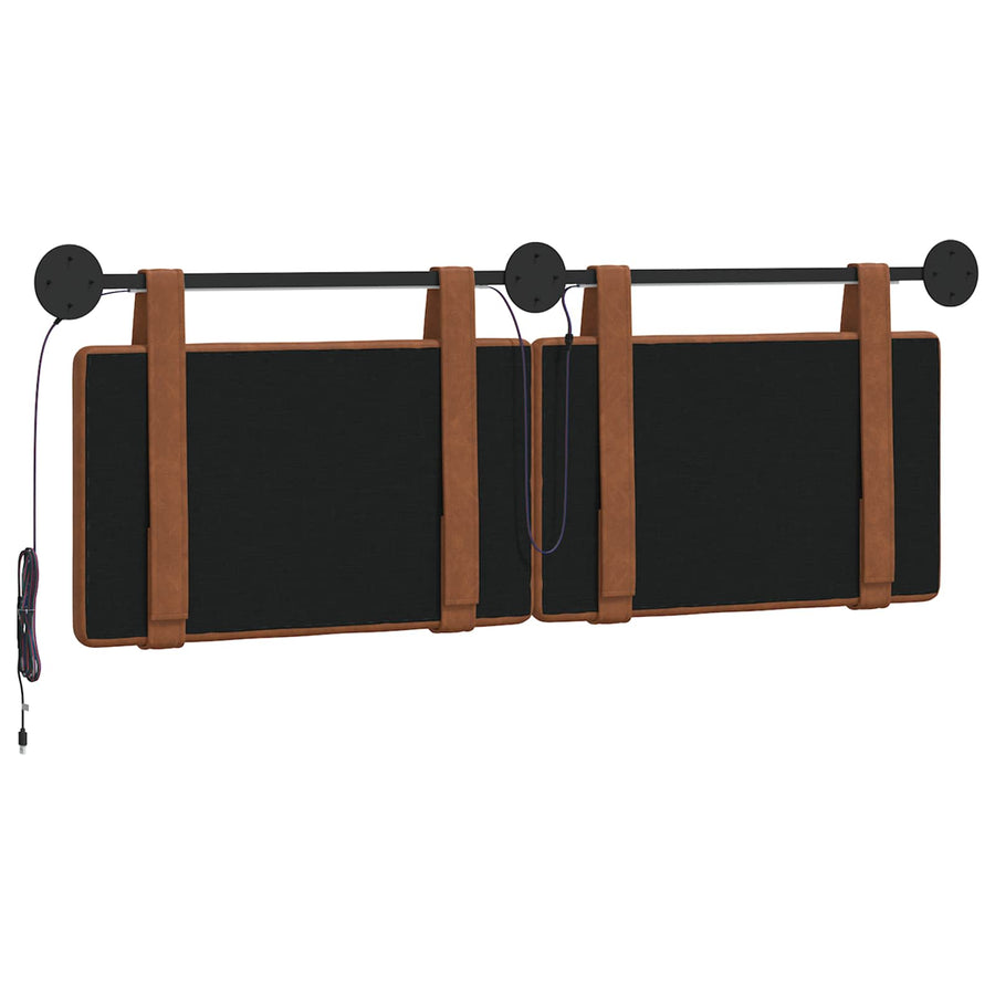 Hangend hoofdbord Met LED-verlichting Bruin Antiek PU