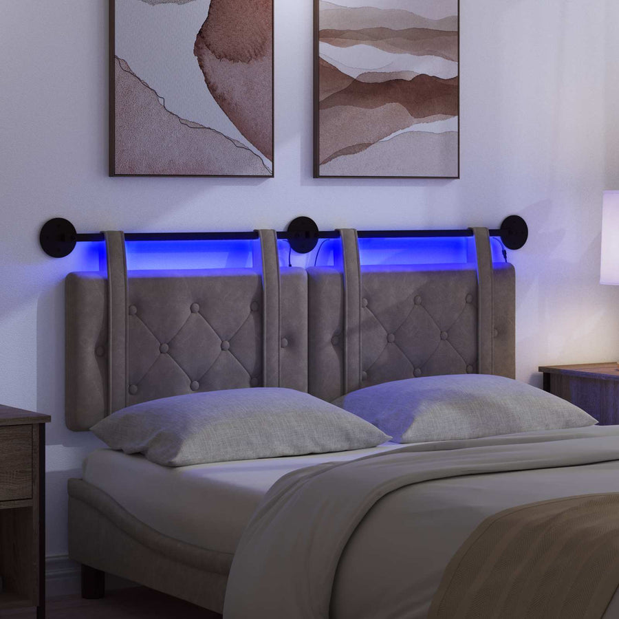 Hangend hoofdbord Met LED-verlichting Grijs Antiek PU
