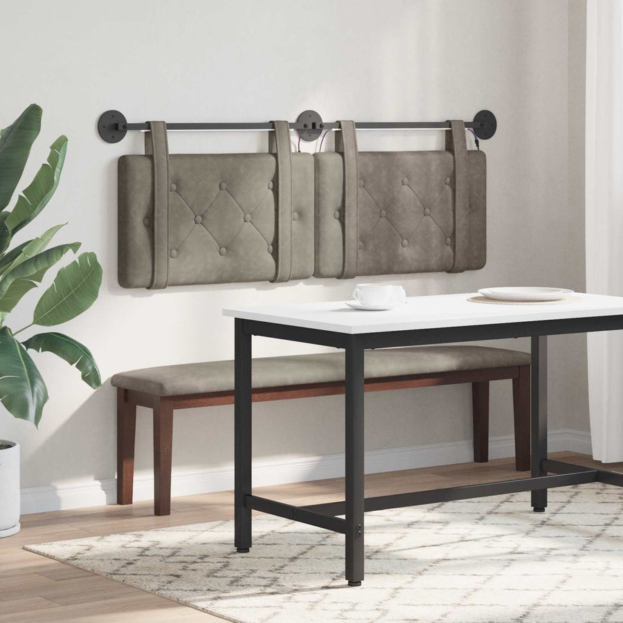 Hangend hoofdbord Met LED-verlichting Grijs Antiek PU
