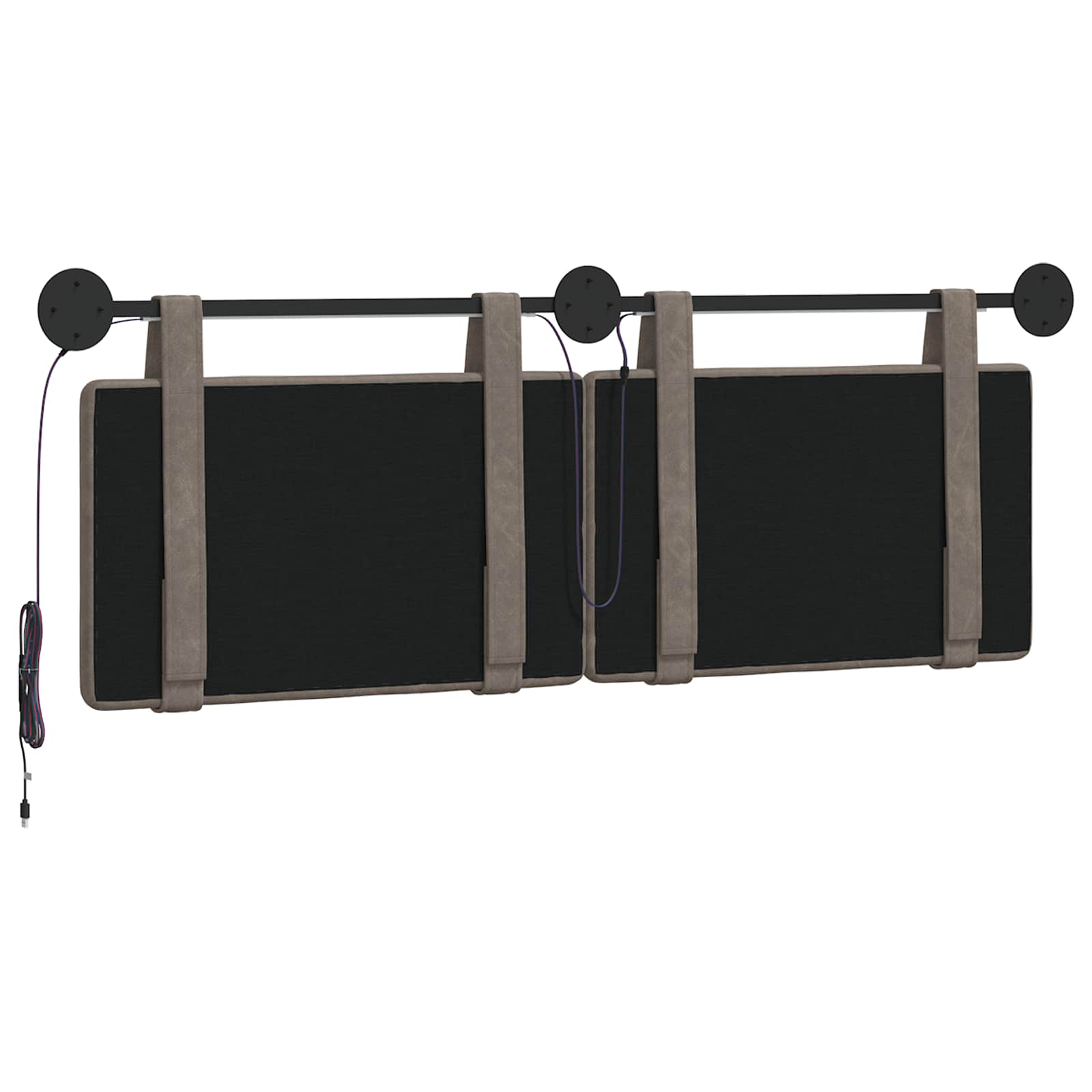 Hangend hoofdbord Met LED-verlichting Grijs Antiek PU