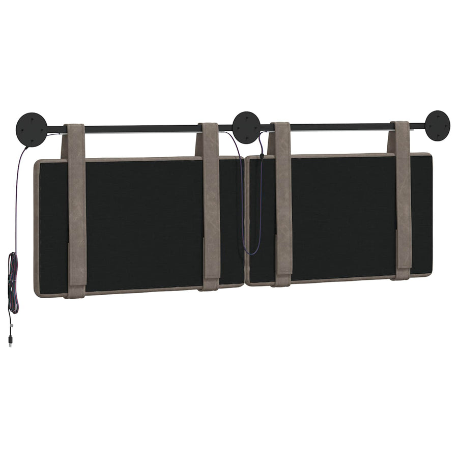 Hangend hoofdbord Met LED-verlichting Grijs Antiek PU