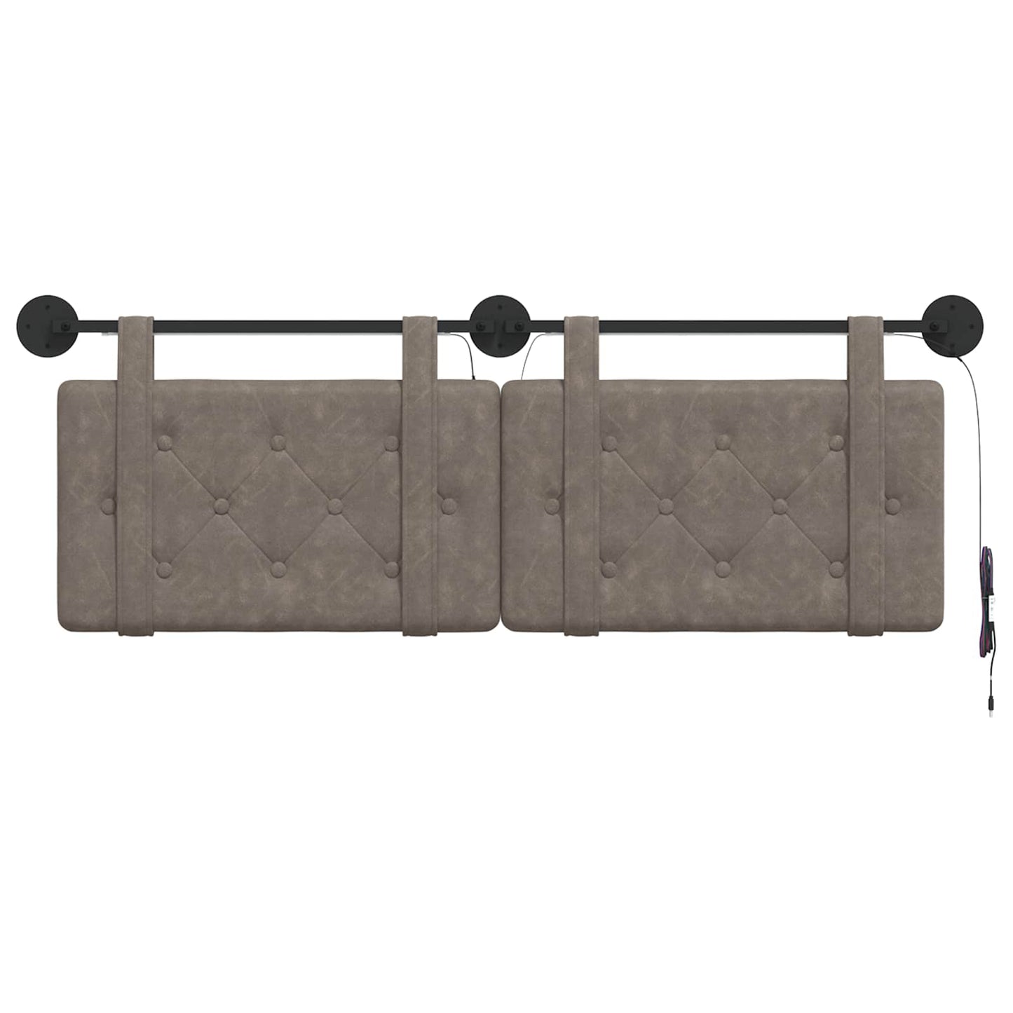 Hangend hoofdbord Met LED-verlichting Grijs Antiek PU