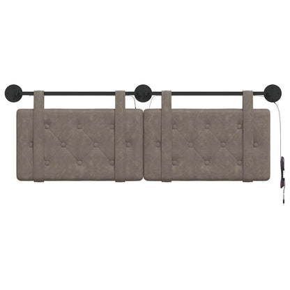 Hangend hoofdbord Met LED-verlichting Grijs Antiek PU
