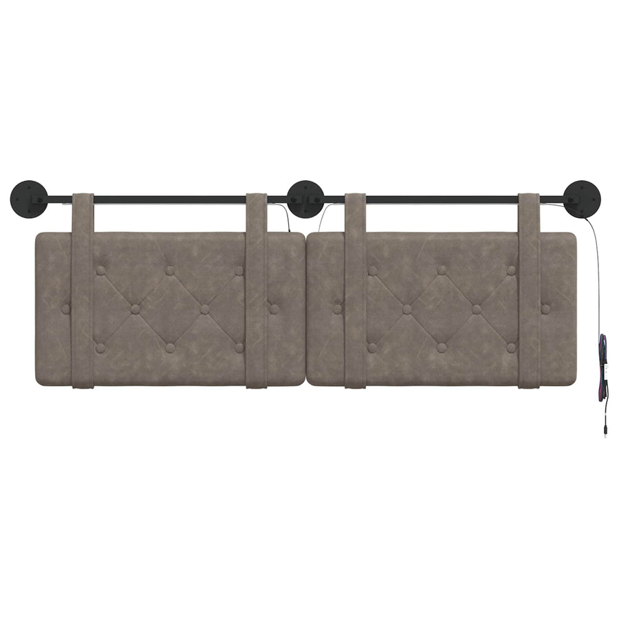 Hangend hoofdbord Met LED-verlichting Grijs Antiek PU