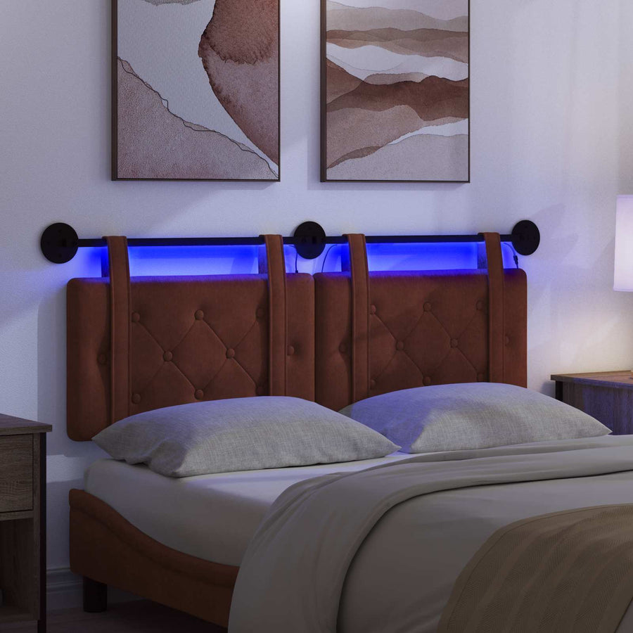 Hangend hoofdbord Met LED-verlichting Glanzend Bruin Antiek PU
