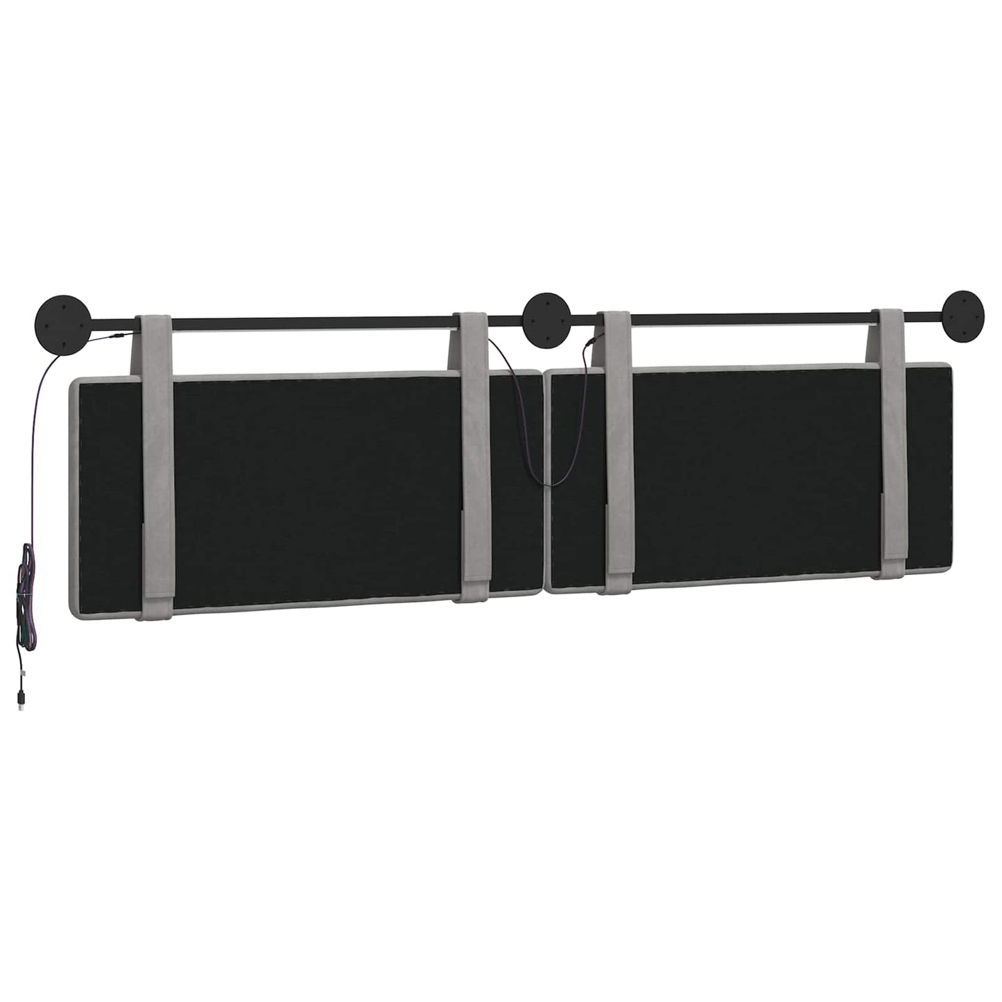 Hangend hoofdbord Met LED-verlichting Lichtgrijs Fluweel