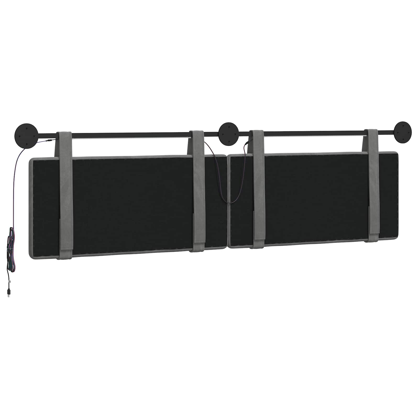 Hangend hoofdbord Met LED-verlichting Donkergrijs Fluweel