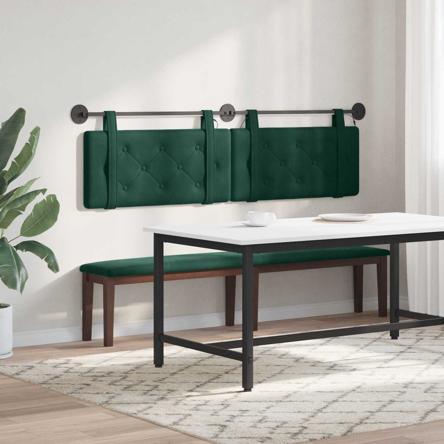 Hangend hoofdbord Met LED-verlichting Donkergroen Fluweel