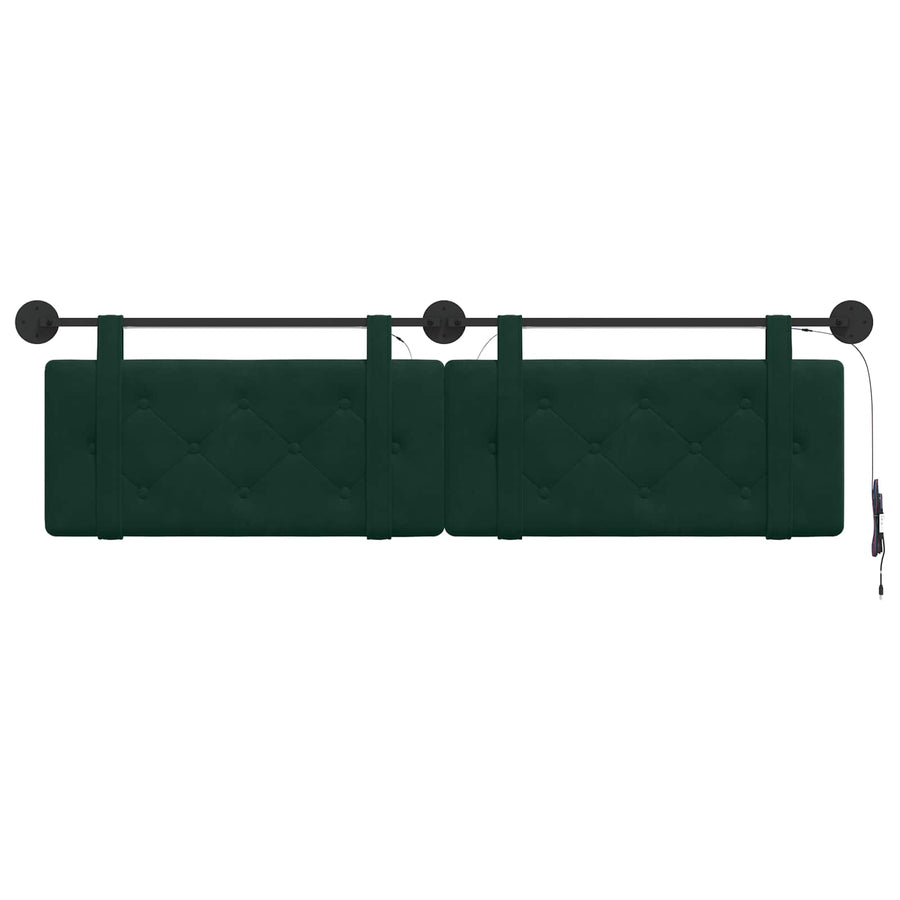 Hangend hoofdbord Met LED-verlichting Donkergroen Fluweel