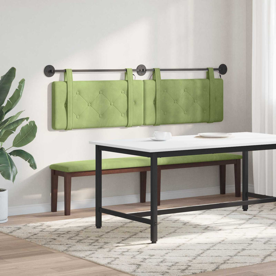Hangend hoofdbord Met LED-verlichting Lichtgroen Fluweel