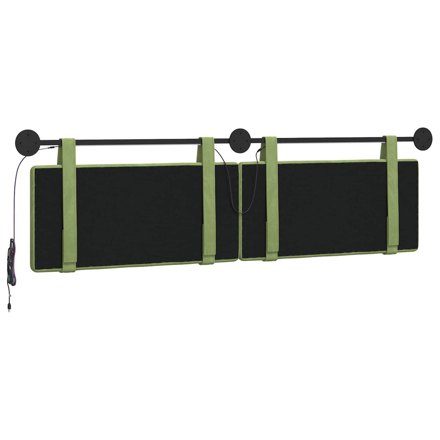 Hangend hoofdbord Met LED-verlichting Lichtgroen Fluweel
