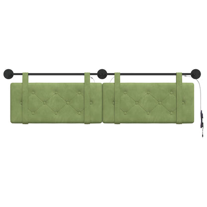 Hangend hoofdbord Met LED-verlichting Lichtgroen Fluweel