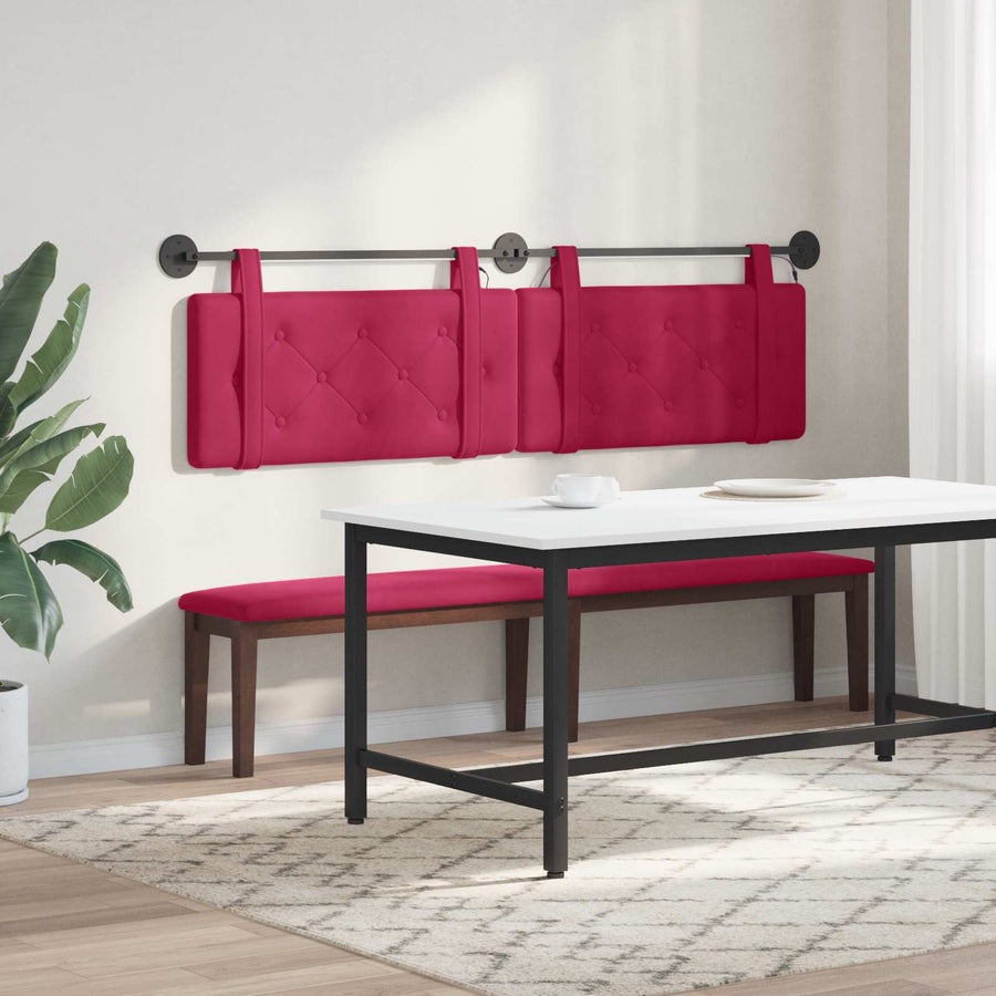 Hangend hoofdbord Met LED-verlichting Wijnrood Fluweel