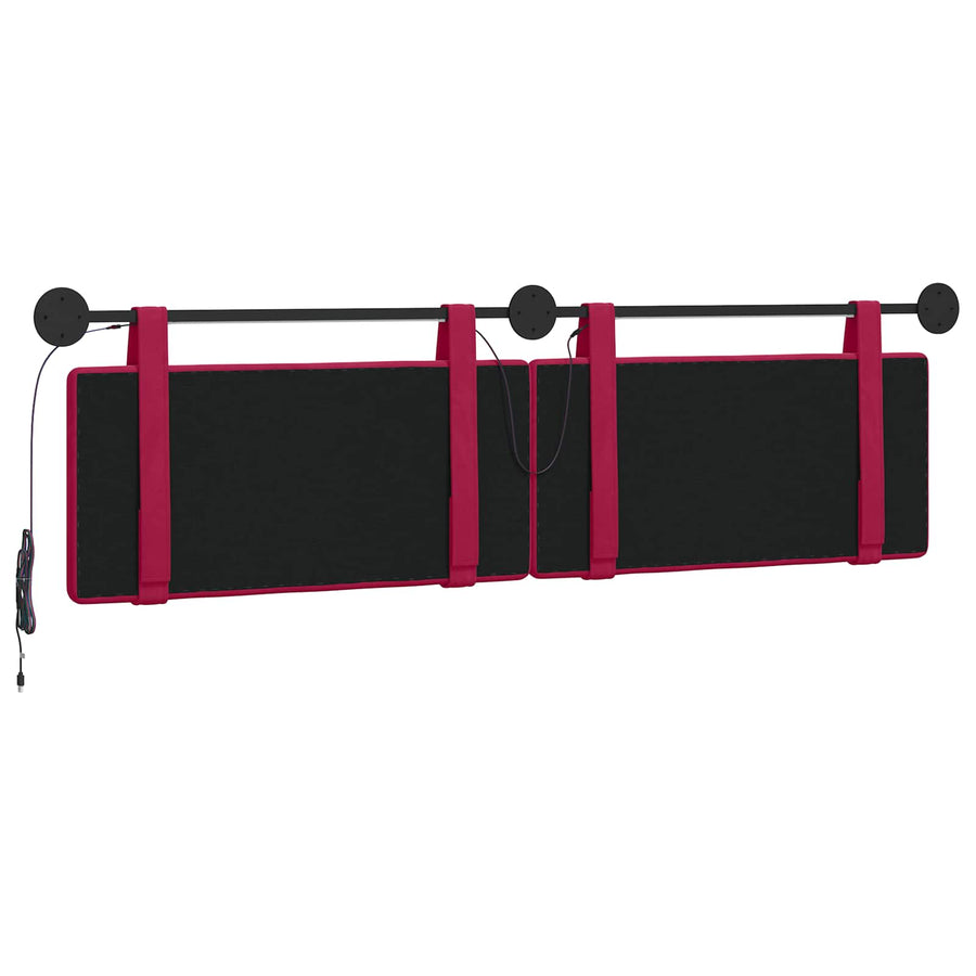 Hangend hoofdbord Met LED-verlichting Wijnrood Fluweel