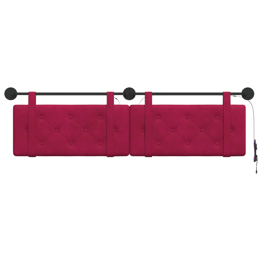 Hangend hoofdbord Met LED-verlichting Wijnrood Fluweel