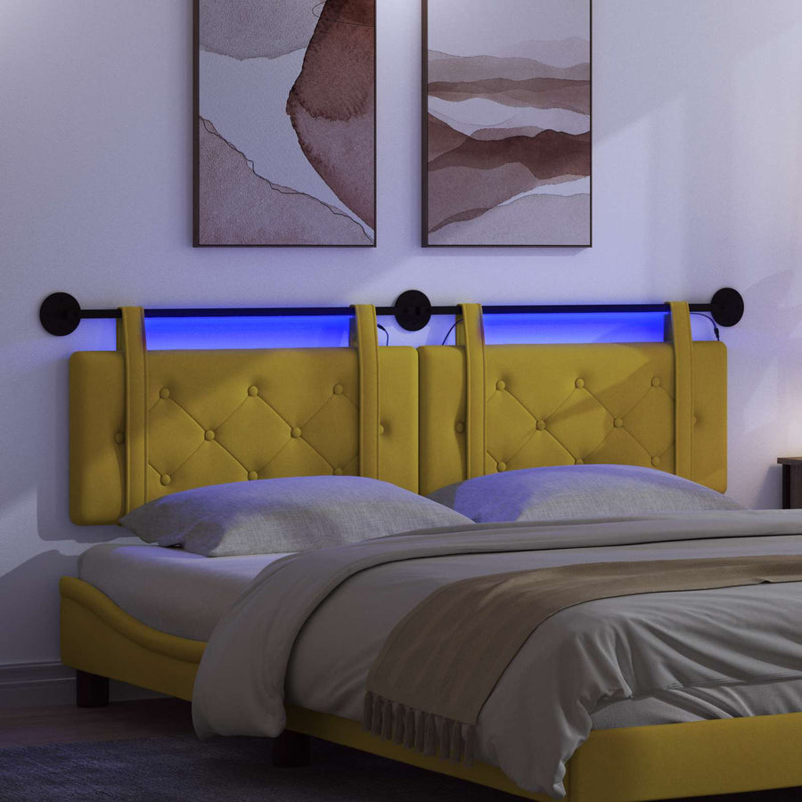 Hangend hoofdbord Met LED-verlichting Geel Fluweel