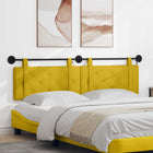Wall-Mounted Headboard With LED Lighting Yellow Velvet