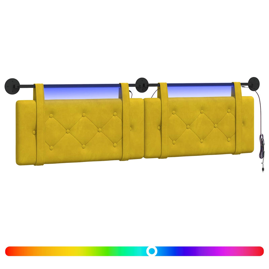 Hangend hoofdbord Met LED-verlichting Geel Fluweel