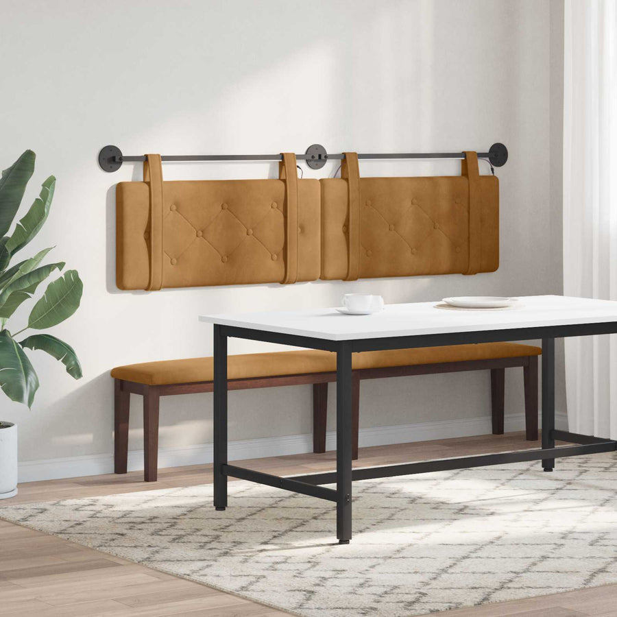 Hangend hoofdbord Met LED-verlichting Bruin Fluweel