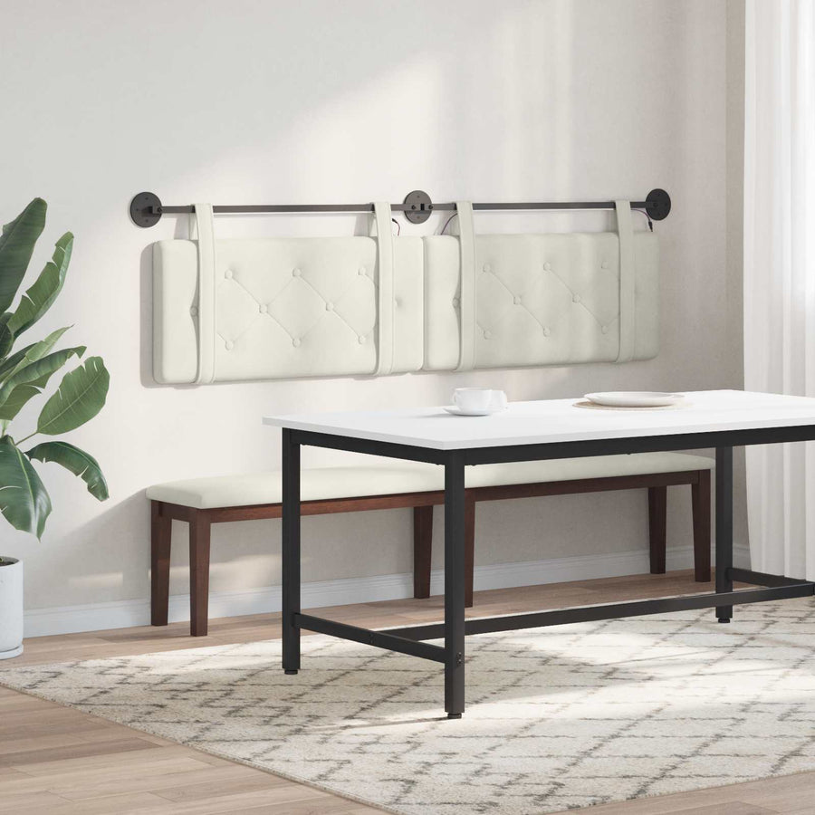 Hangend hoofdbord Met LED-verlichting Crèmekleurig Fluweel