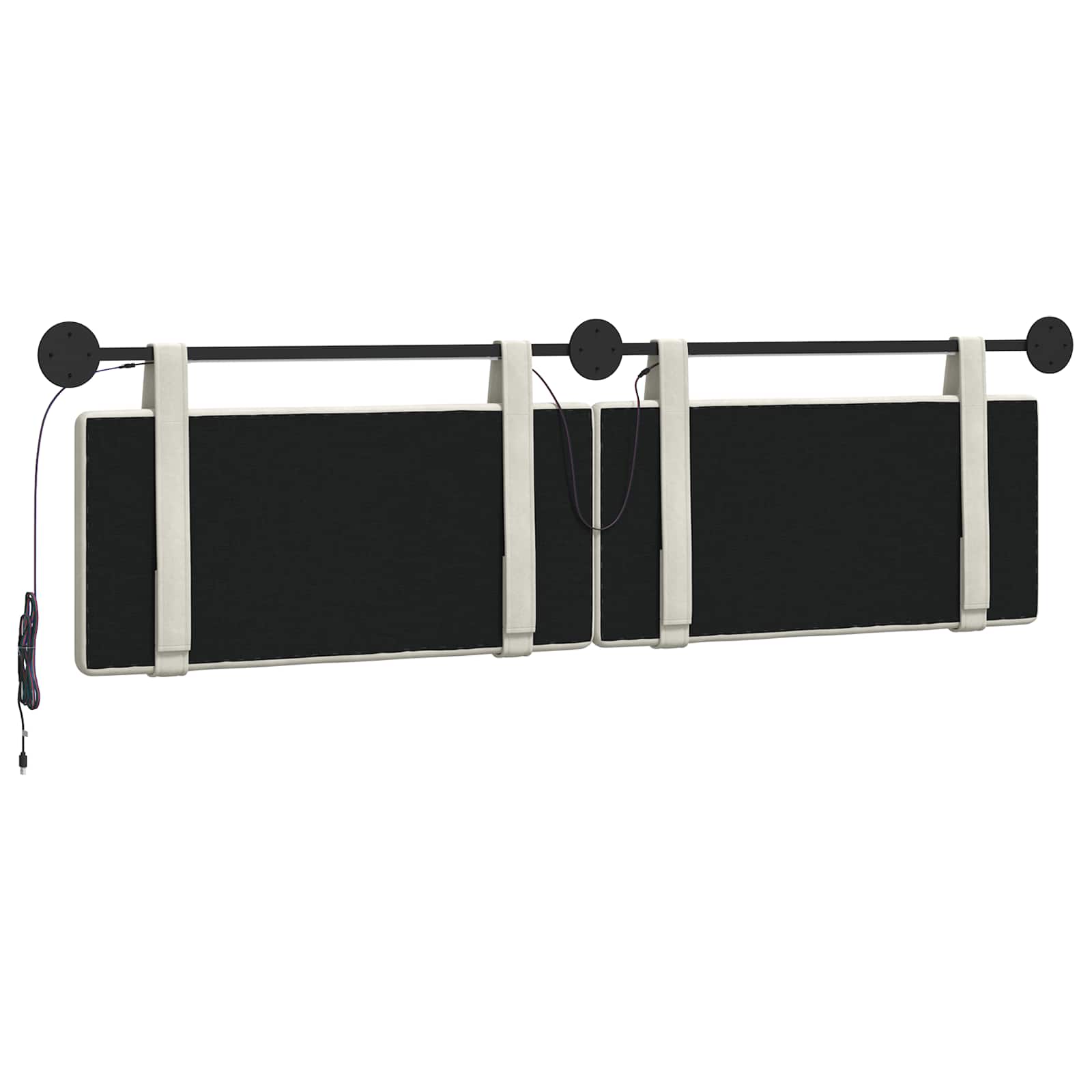 Hangend hoofdbord Met LED-verlichting Crèmekleurig Fluweel