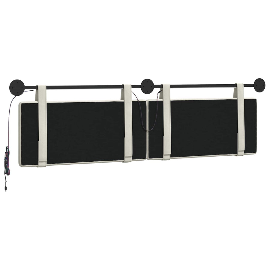 Hangend hoofdbord Met LED-verlichting Crèmekleurig Fluweel