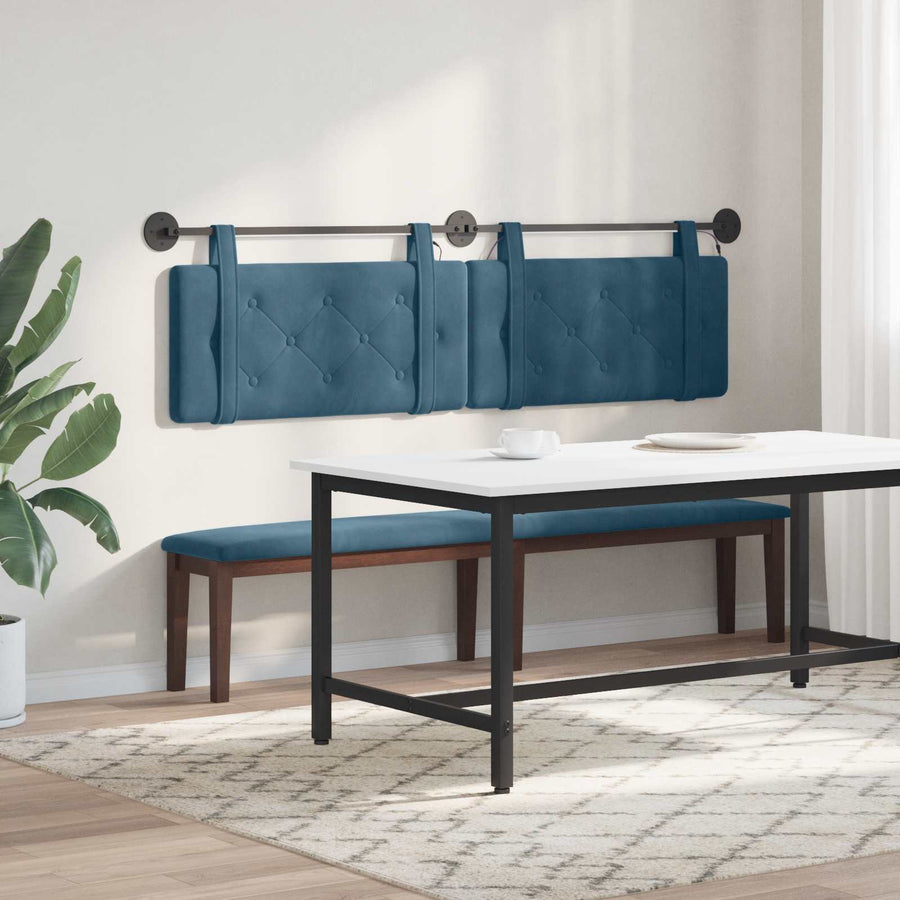Hangend hoofdbord Met LED-verlichting Blauw Fluweel