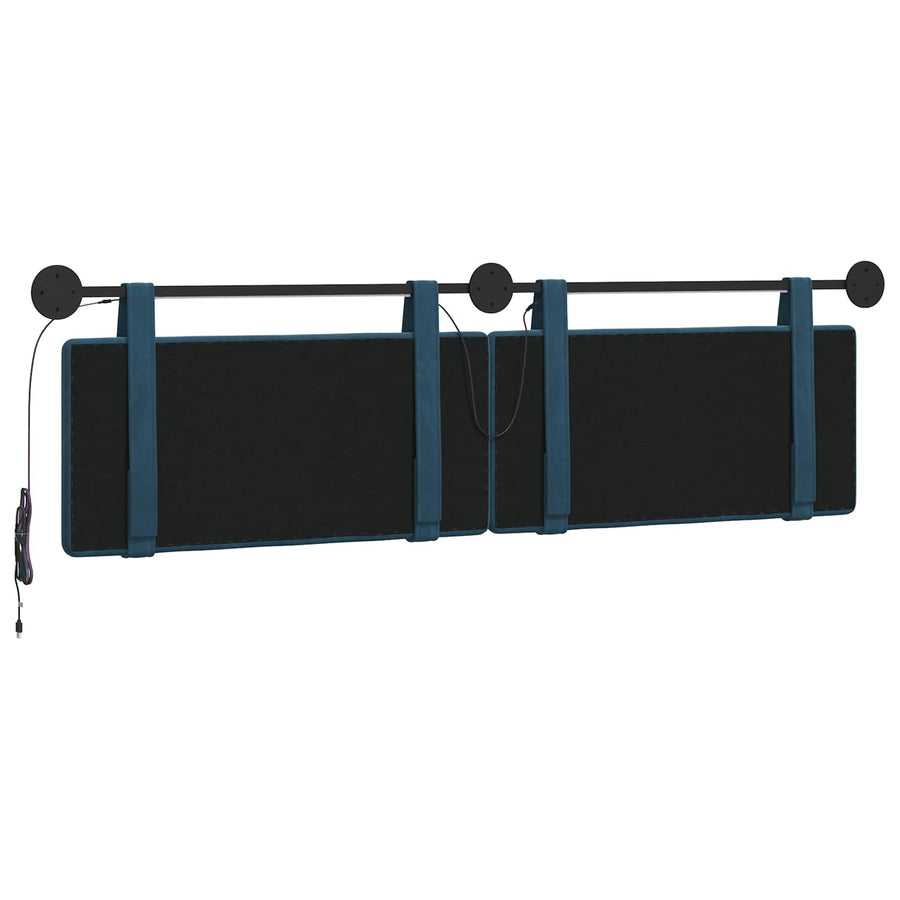 Hangend hoofdbord Met LED-verlichting Blauw Fluweel
