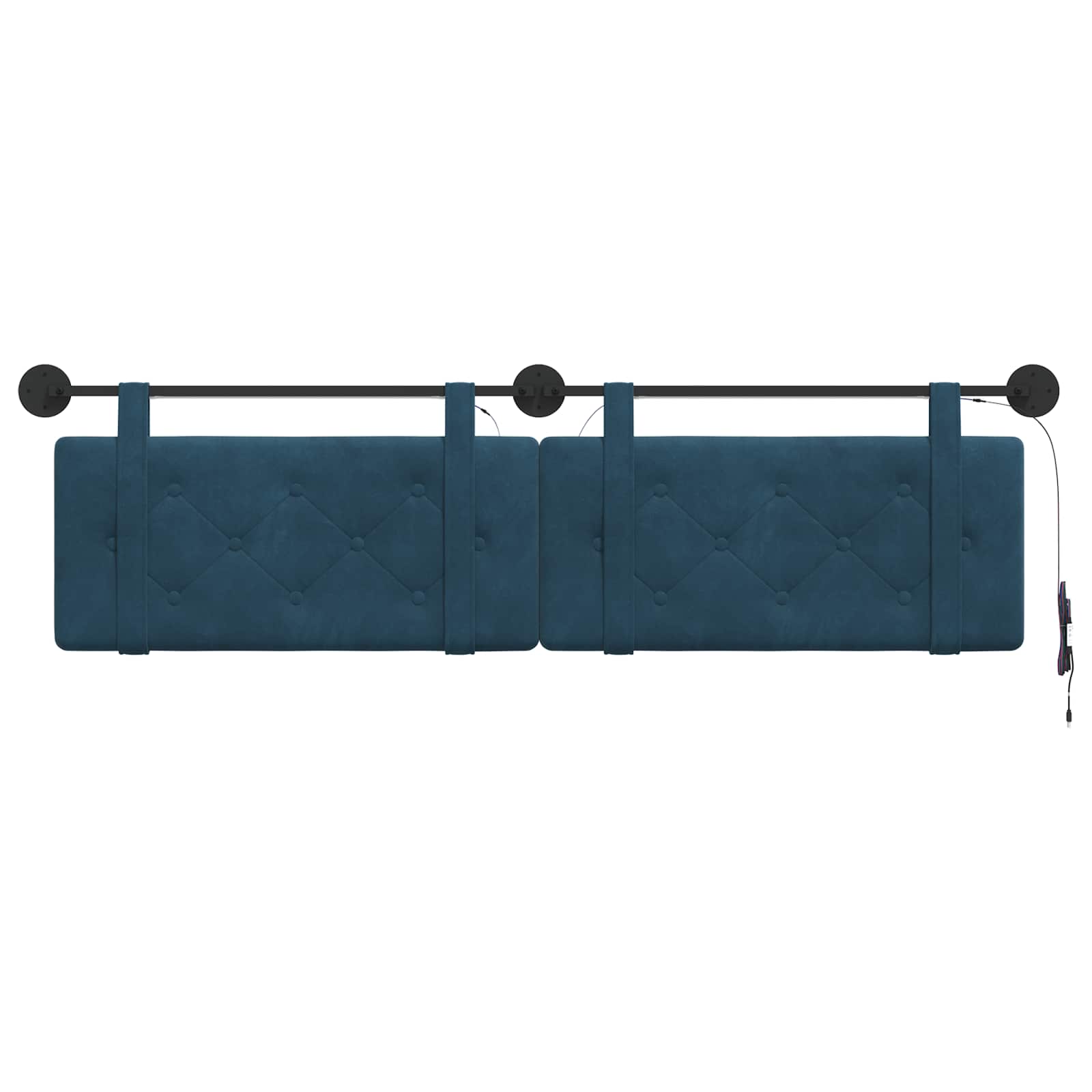 Hangend hoofdbord Met LED-verlichting Blauw Fluweel