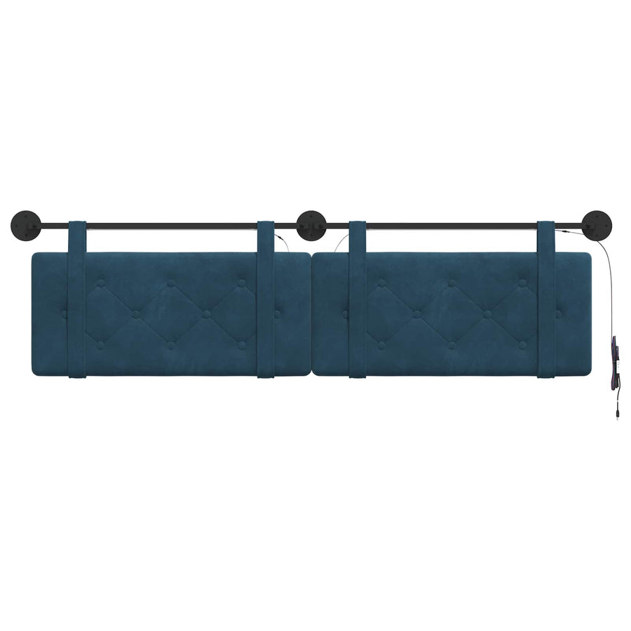 Hangend hoofdbord Met LED-verlichting Blauw Fluweel