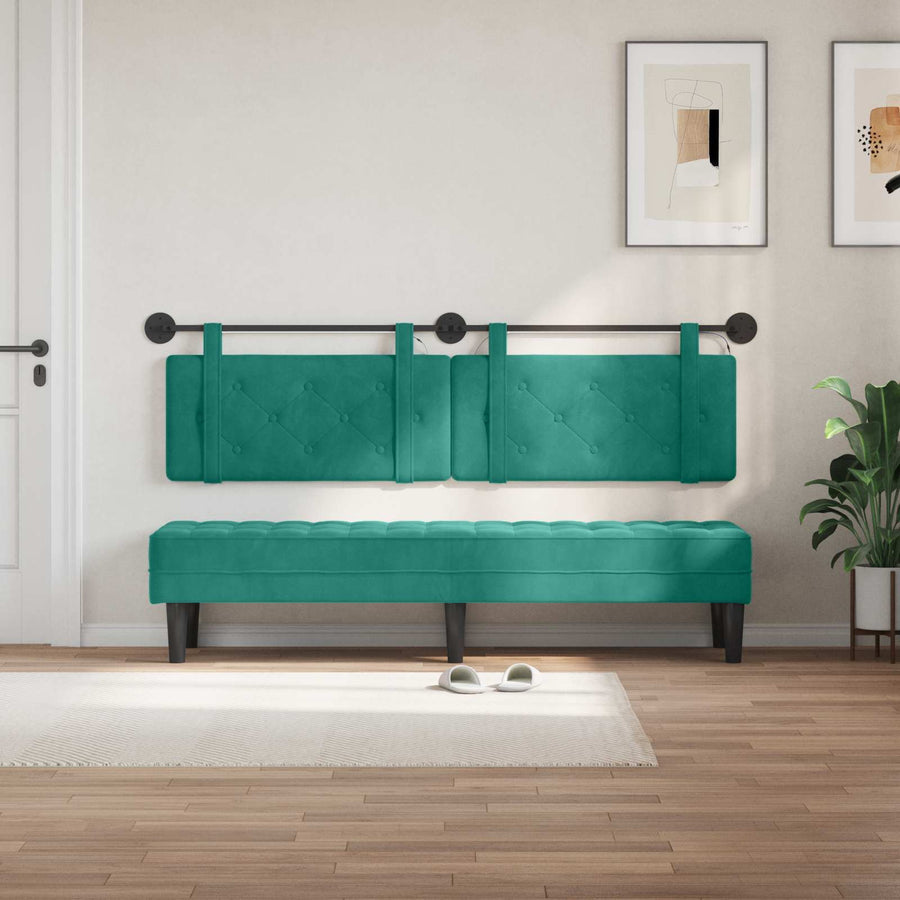 Hangend hoofdbord Met LED-verlichting Turquoise Fluweel