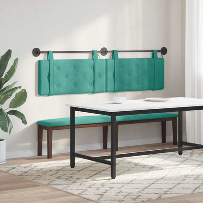 Hangend hoofdbord Met LED-verlichting Turquoise Fluweel